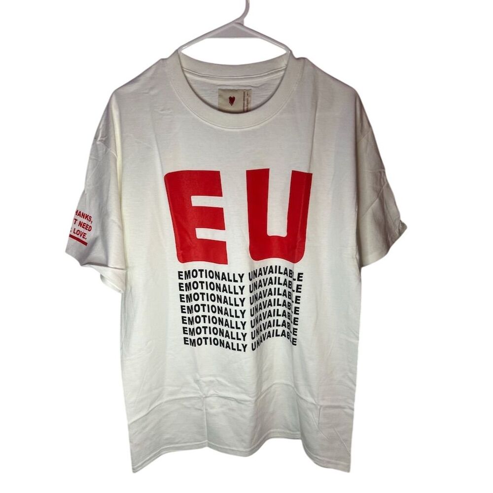Emotionally Unavailable Unisex Graphic T-Shirt White Large Short Sleeve